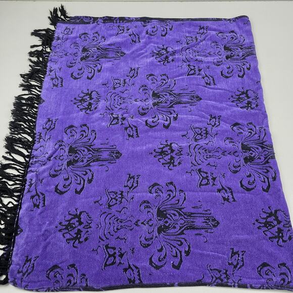 Disney Parks Scarf One Size Purple Black Haunted Mansion Reversible Fringe - Picture 13 of 15